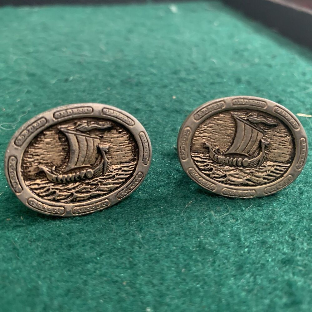 Vintage Viking Ship Style Cuff links